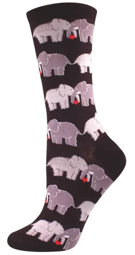 Black Elephant Love Socks (Women's)