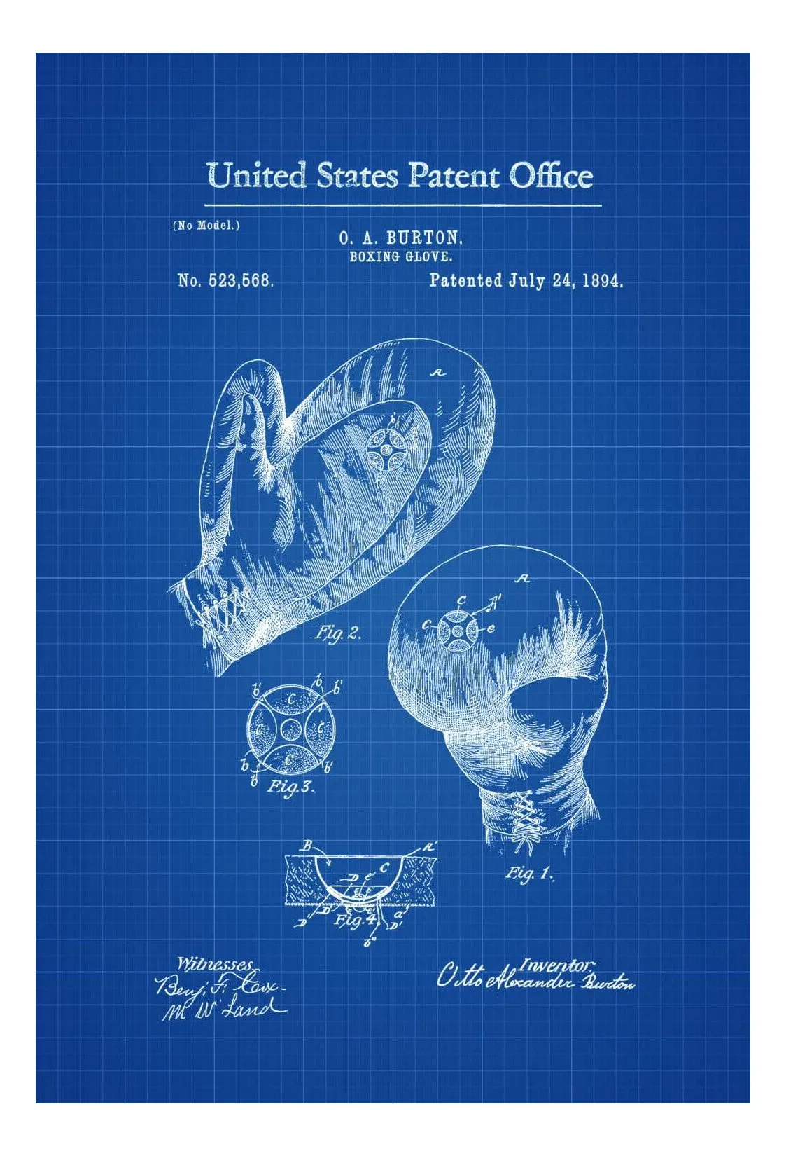Boxing Glove Patent 1894 - Patent Print, Boxing Art, Glove Patent, Boxing Fan Gift, Boxing Glove Blueprint, Boxers, Sports Art