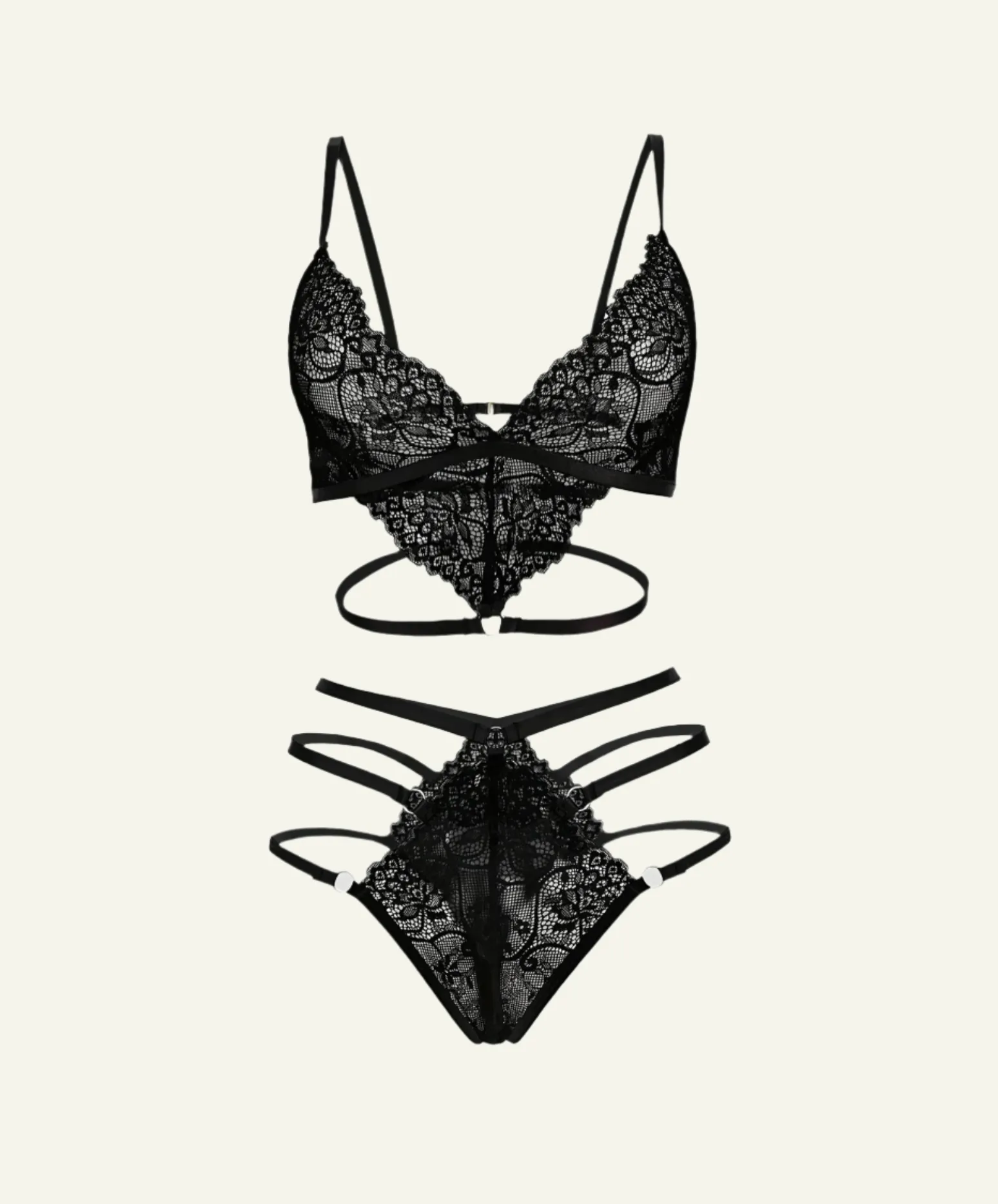 Hollow Out Floral Lingerie Set