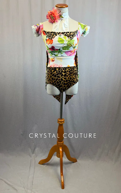 Leopard and Floral Lycra Two Piece