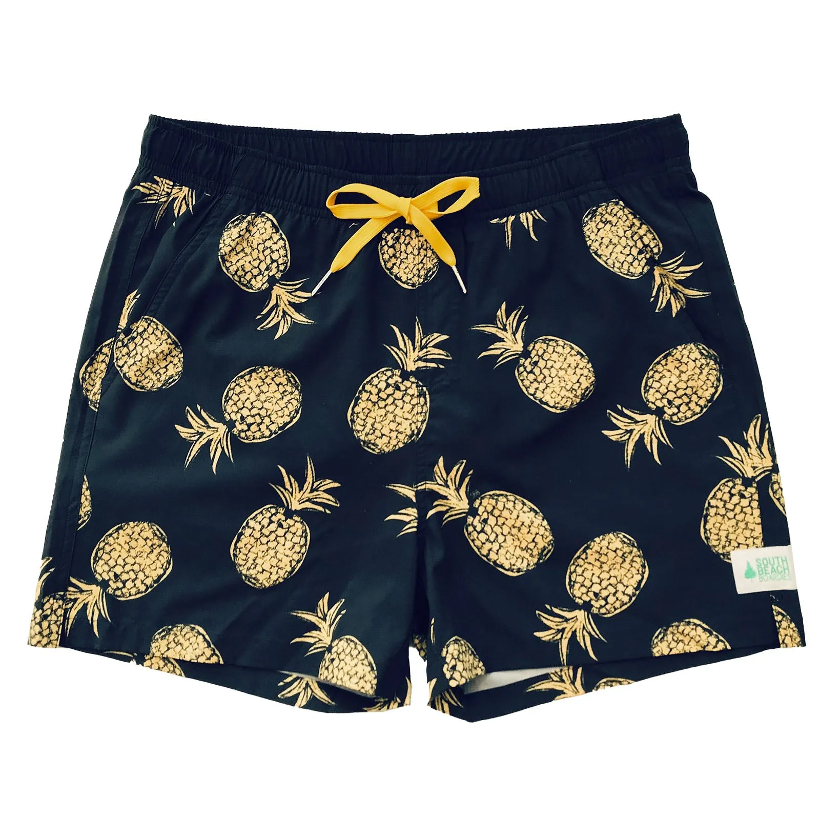 Men's Stretchy Trunks: Gold Pineapples