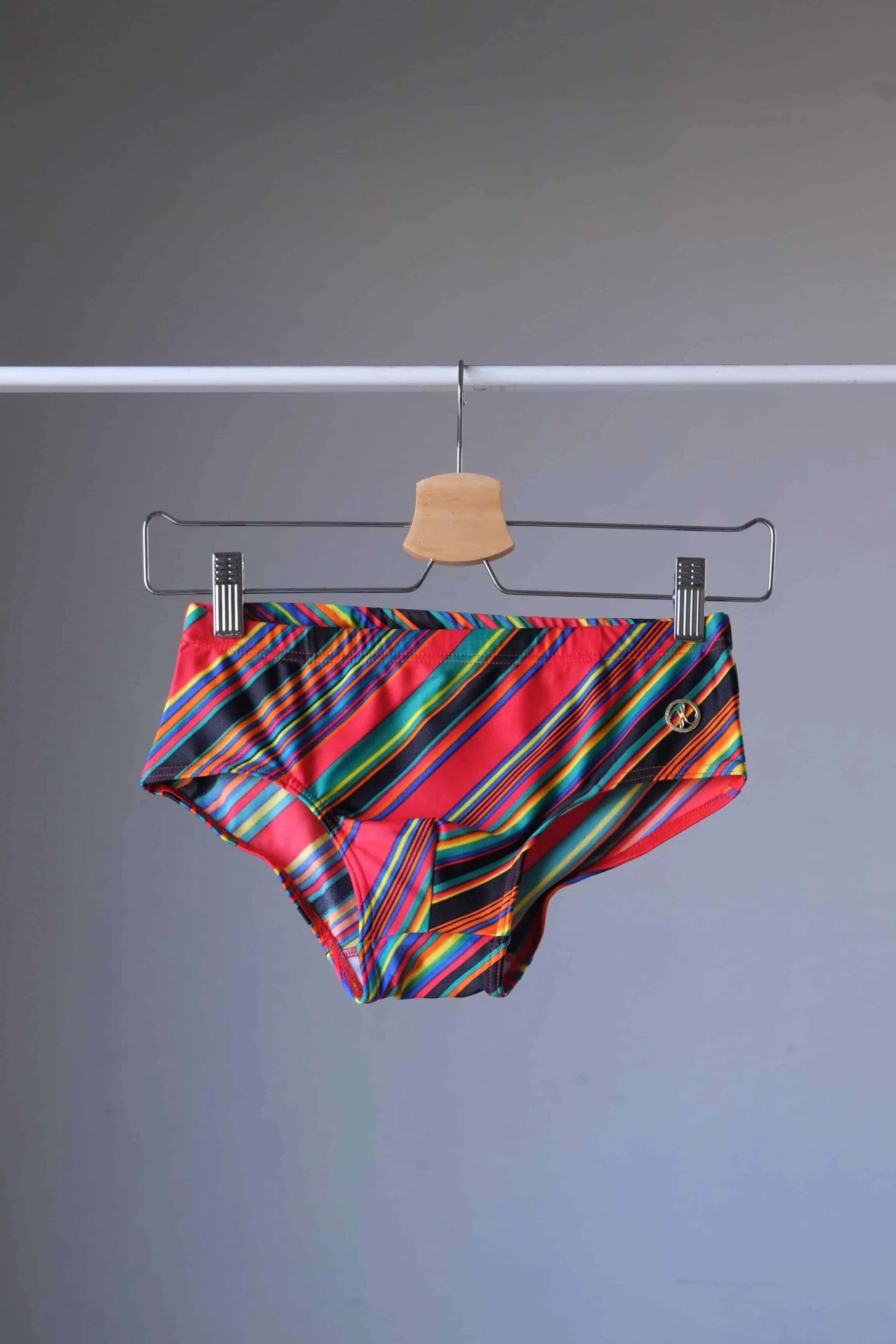 MONSIEUR ORCHIDÉE Vintage 80's Men's Swim Briefs: Retro Striped Swimwear