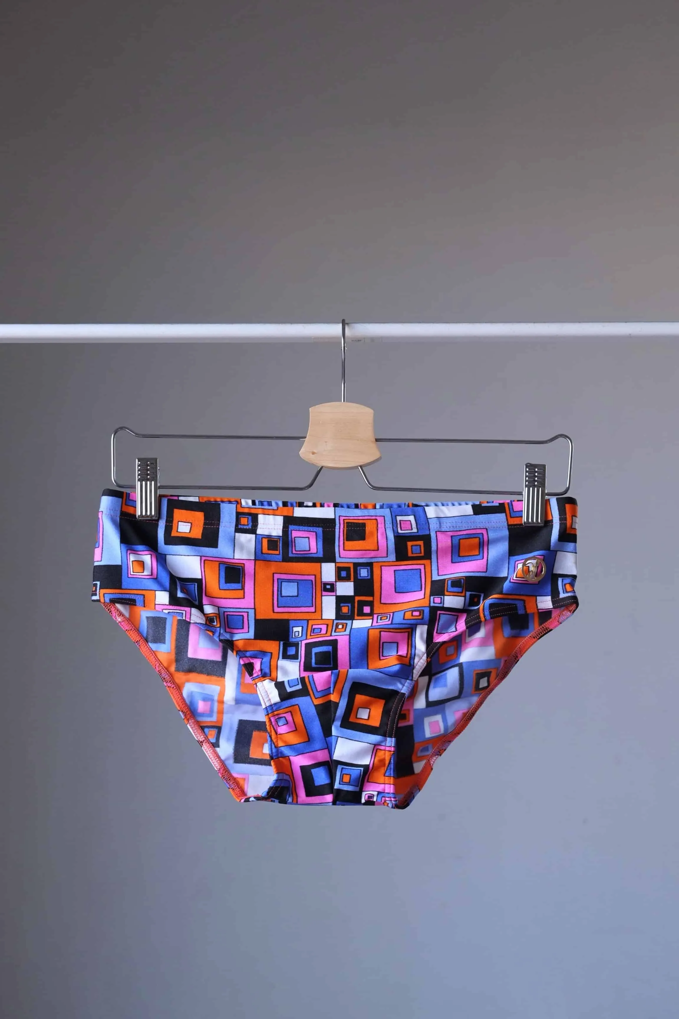 MONSIEUR ORCHIDÉE Vintage 80's Retro Geometric Square Swim Briefs