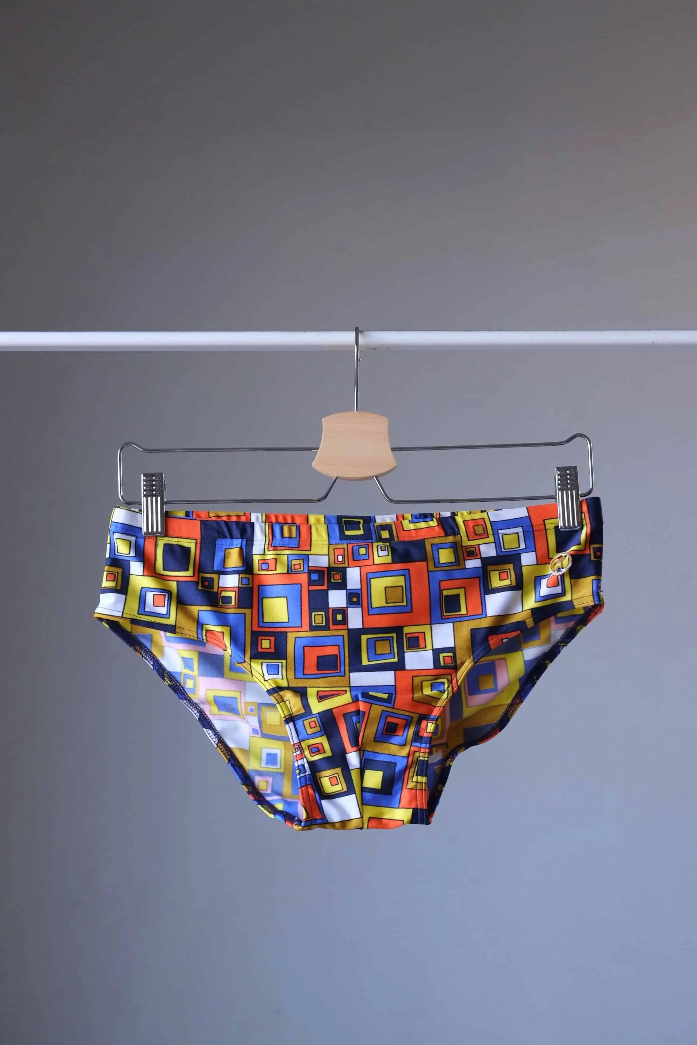 MONSIEUR ORCHIDÉE Vintage 80's Retro Geometric Square Swim Briefs
