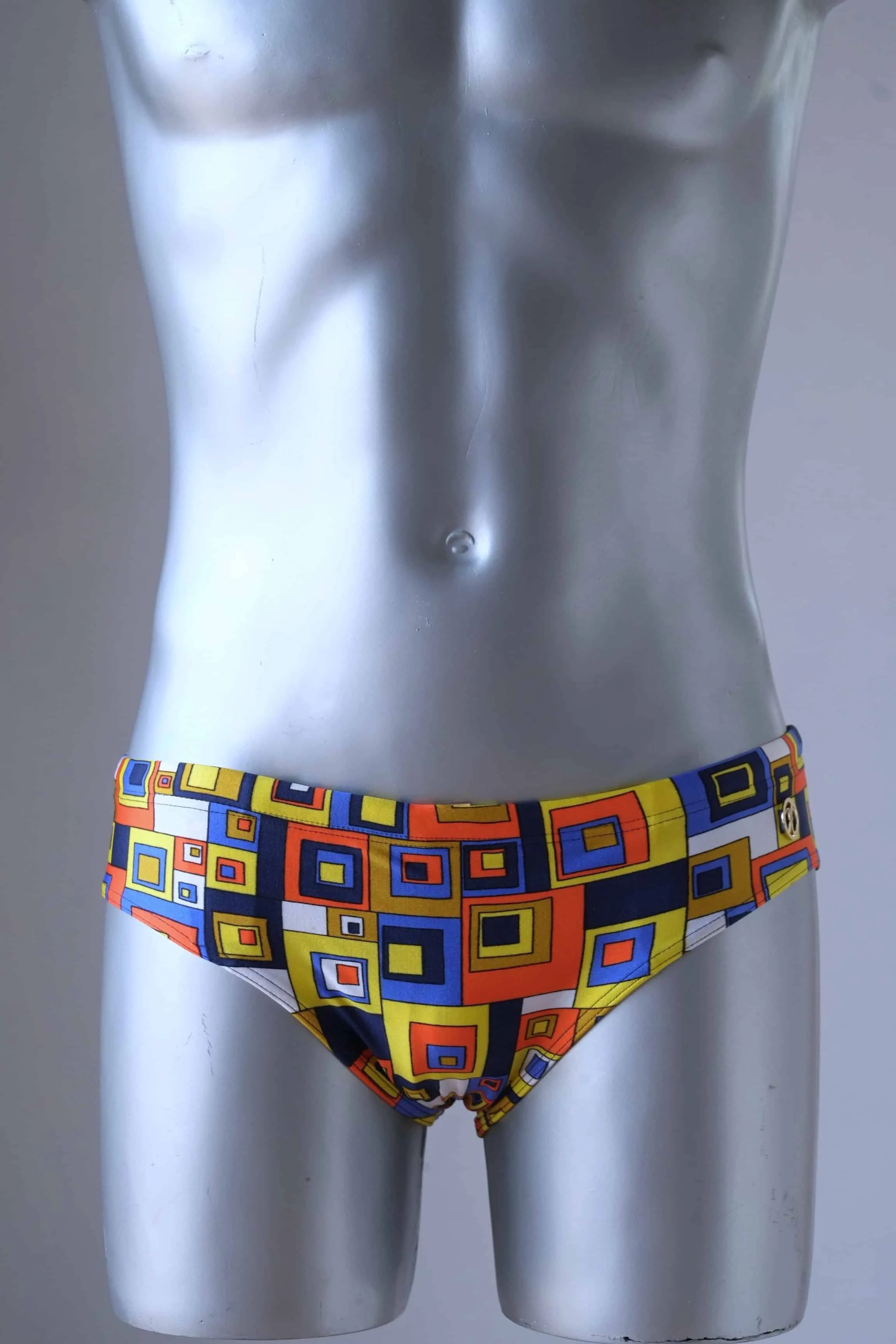 MONSIEUR ORCHIDÉE Vintage 80's Retro Geometric Square Swim Briefs