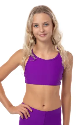 Purple Lycra T-Back Crop Top