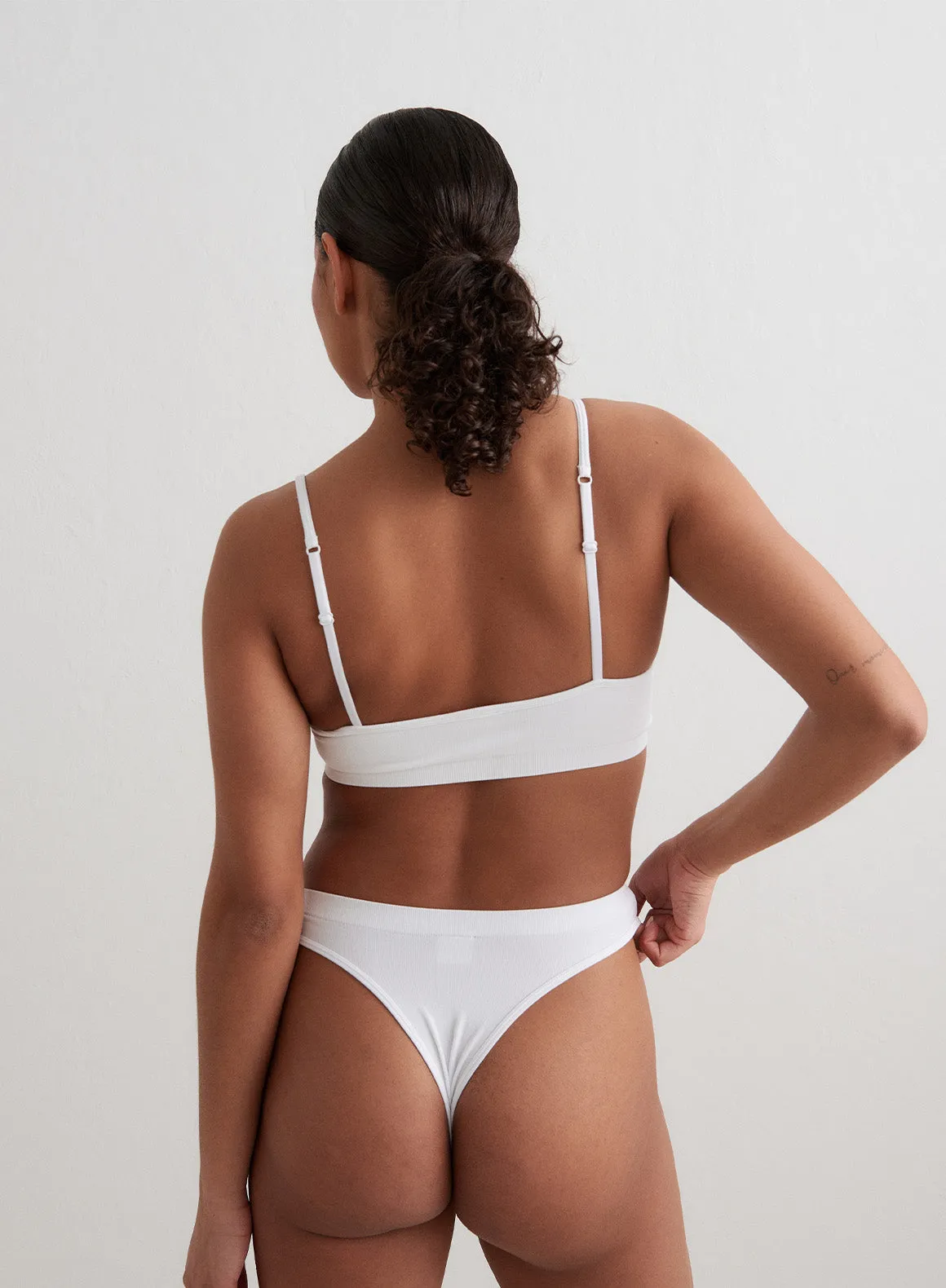 White Seamless Thong