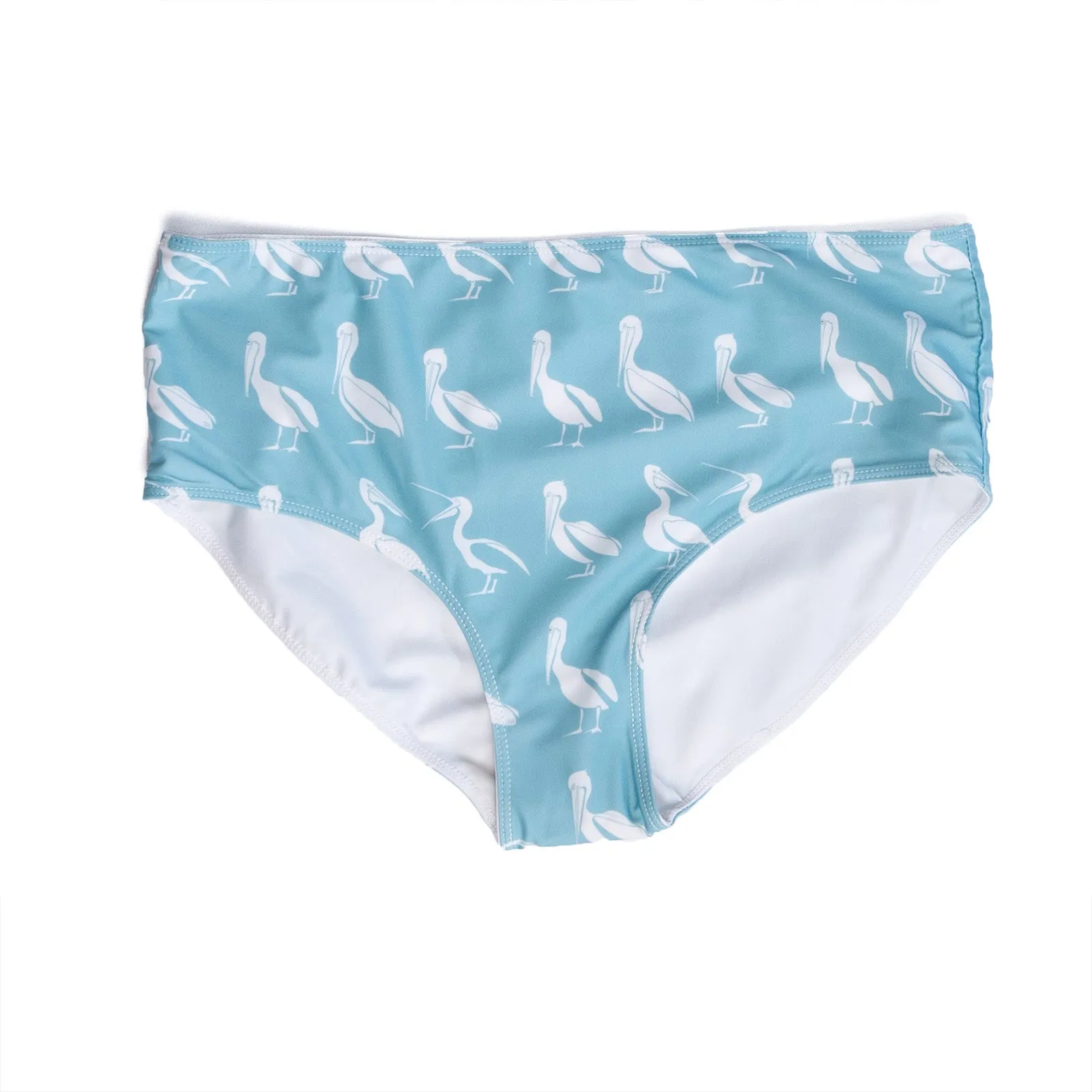 Women's Vintage Hipster Boy Leg Bikini Bottoms: Pelicans